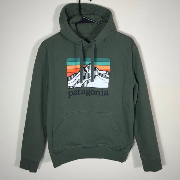 Patagonia Uprisal Hoodie Men's Small Green Graphic Logo Pullover Sweatshirt - Picture 1 of 10
